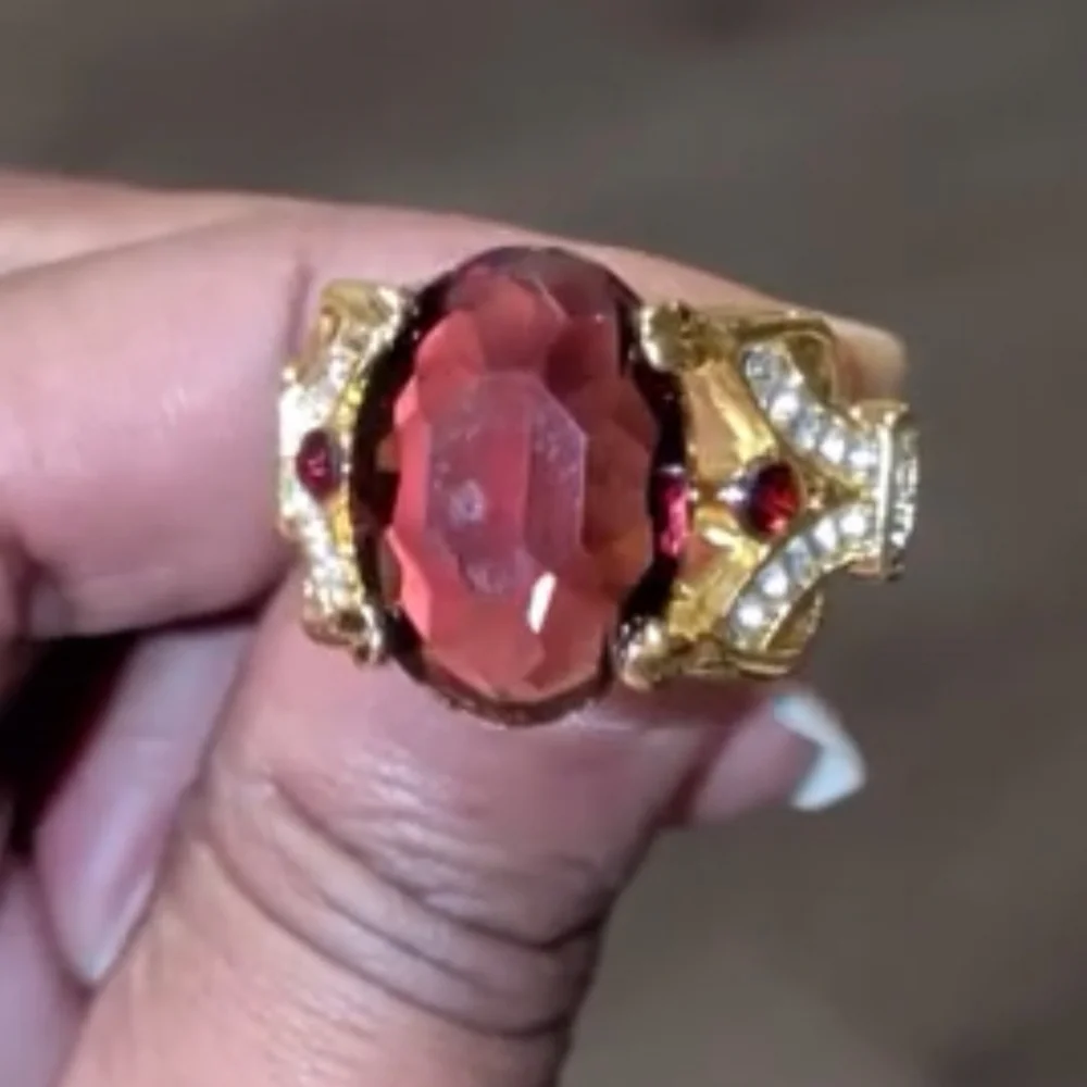 8ct Large Lab Created Deep Red Sparkling Gemstone Cocktail Ring For Women Sz 13